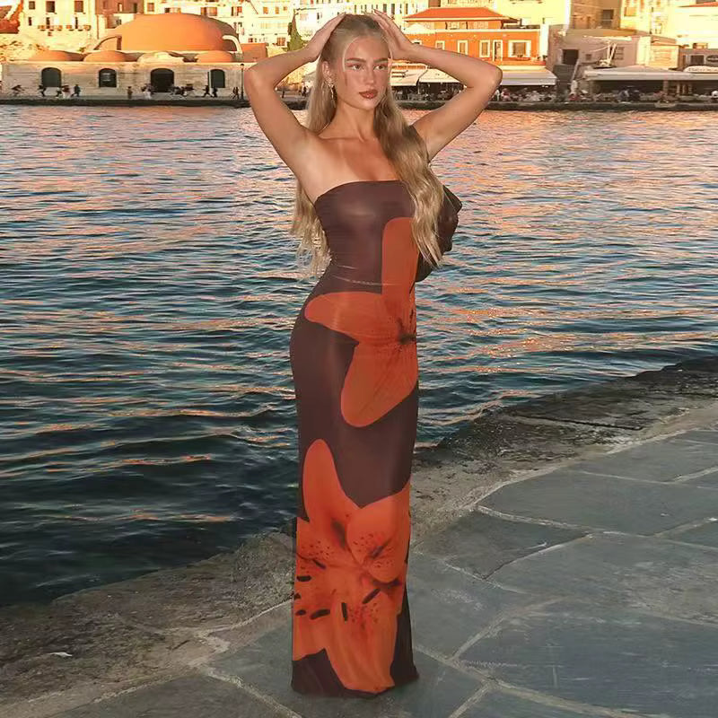 Venus - ROBE LONGUE BUSTIER IMPRIMÉ