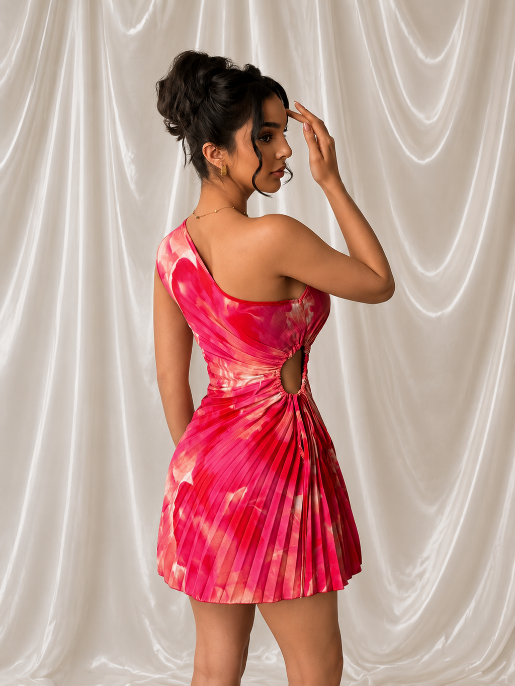 Jenny - ROBE PLISSÉE ASYMÉTRIQUE EFFET AQUARELLE